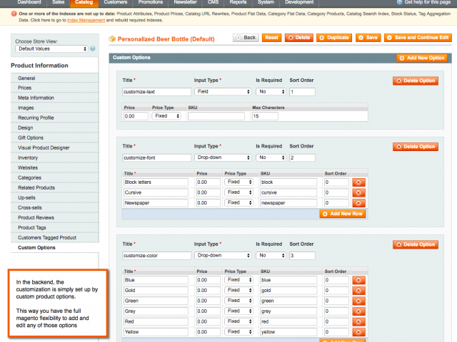 Backend of customizable articles. Use magento product options to customize the product designer.